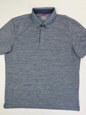 Untuckit Size Large Mens Gray Short Sleeve Spread Collar Polyester Logo Polo